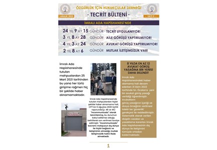 ÖHD TECRİT BÜLTENİ  1 ARALIK 2023 SAYI 3, ÖDH TECRİT BÜLTENİ 3. SAYI,