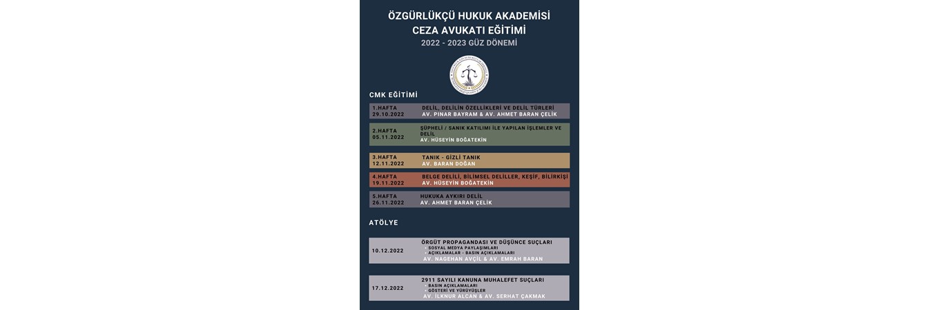 ÖZGÜRLÜKÇÜ HUKUK AKADEMİSİ CEZA AVUKATI EĞİTİMLERİ 2022 GÜZ DÖNEMİ, ÖZGÜRLÜKÇÜ HUKUK AKADEMİSİ CEZA AVUKATI EĞİTİMLERİ 2022 GÜZ DÖNEMİ,CEZA AVUKATI,CEZA AVUKATI EĞİTİMİ,ceza,ceza hukuku,ceza yargılaması,özgürlükçü hukuk,hukuk akademisi