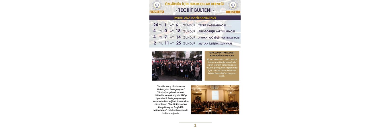 TECRİT BÜLTENİ SAYI 6, TECRİT ,BÜLTEN ,İMRALI ,ÖHD